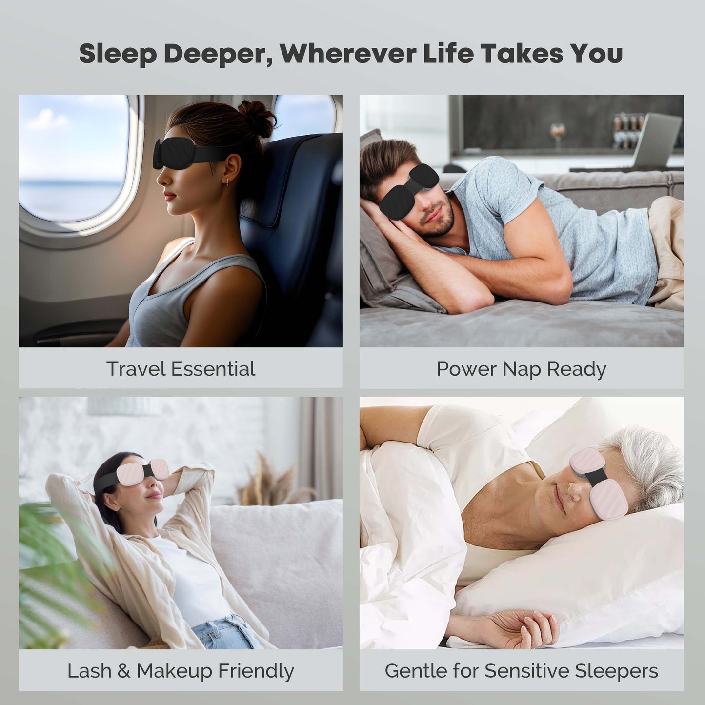 3D Contoured Blackout Sleeping Mask – Lash-Friendly Eye Cover for Travel, Best Blindfold Night Eye Pads for Men & Women - Pink