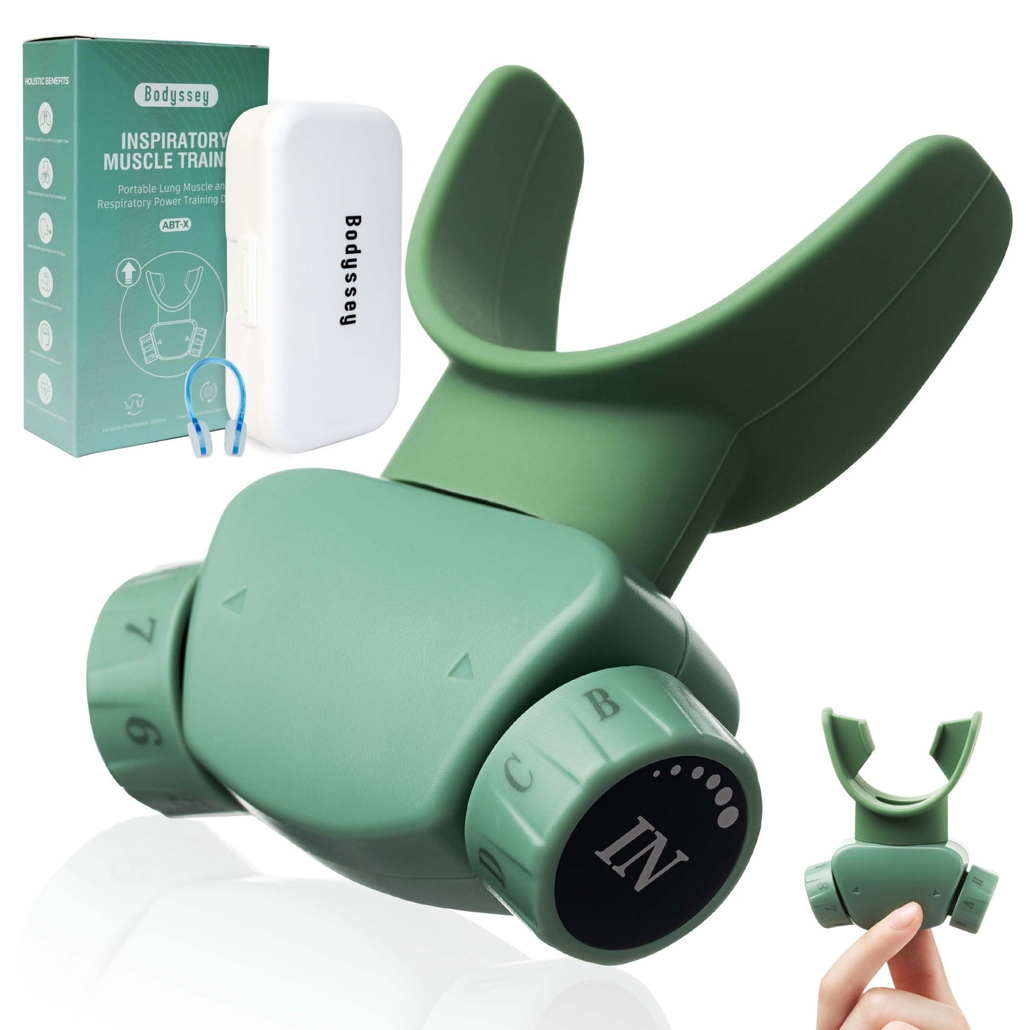 Bodyssey ABT-X Respiratory Muscle Trainer - Breathing Training Device for Lung Exercise and Strengthening(Matte Green)