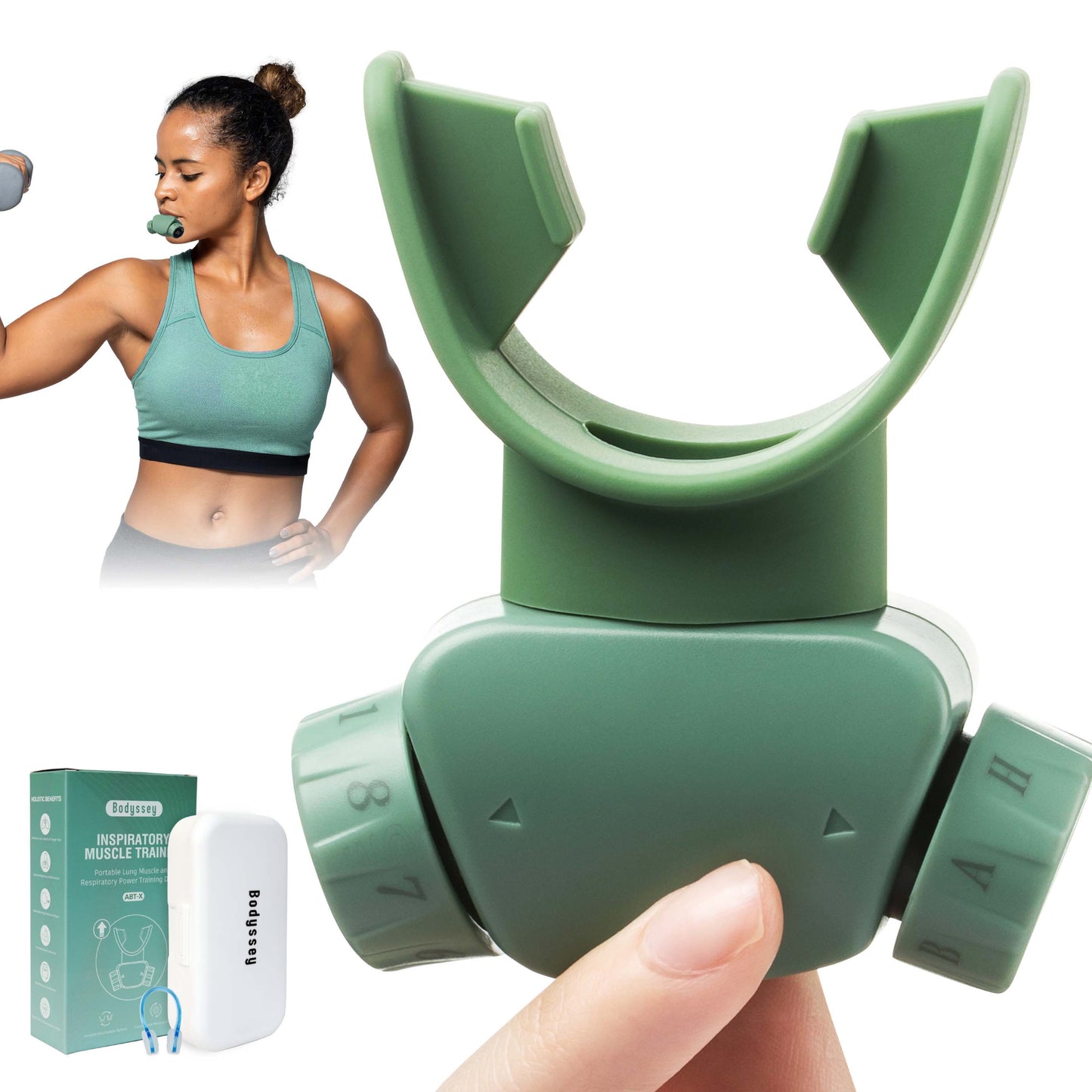 Bodyssey ABT-X Respiratory Muscle Trainer - Breathing Training Device for Lung Exercise and Strengthening(Matte Green)
